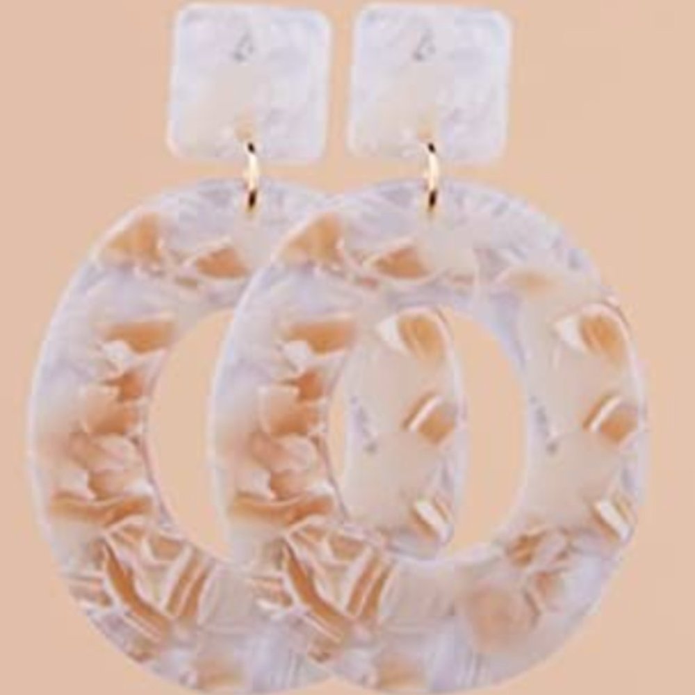 Multi-Color Oval Acrylic Earrings